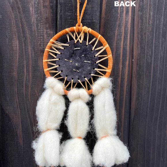 Vintage 13 Inch Dream Catcher Wool Feathers Beaded Longhorn Steer Wall Decor - Picture 4 of 7